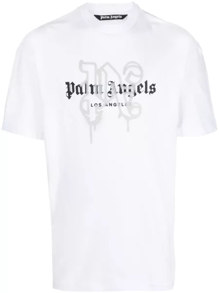 Tricou Palm Angels cu imagine alb