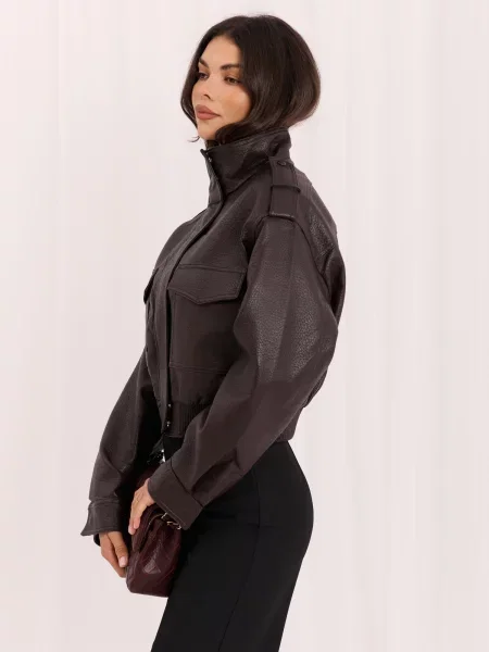 Kožna jakna Italy Moda crna