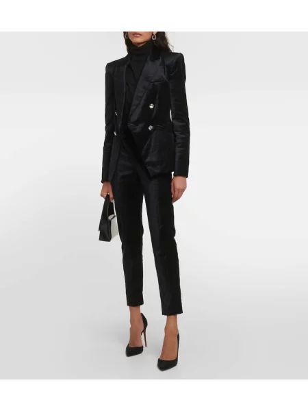 Pantaloni Veronica Beard de catifea negru