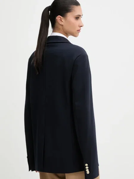 Tommy Jeans sacou marin un singur rand de neted albastru