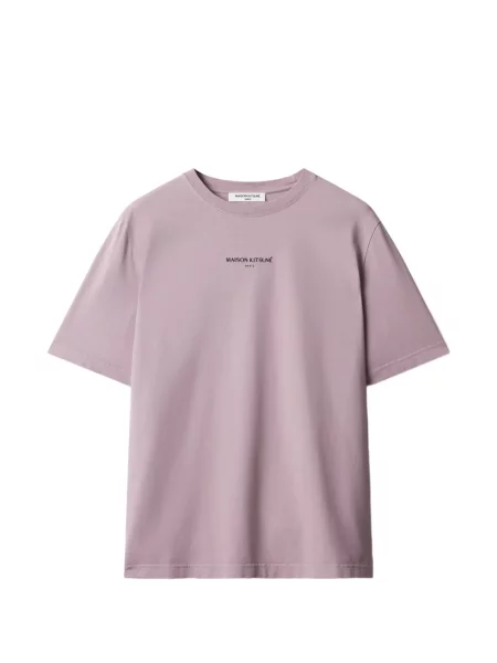 Tricou Maison Kitsune cu broderie violet