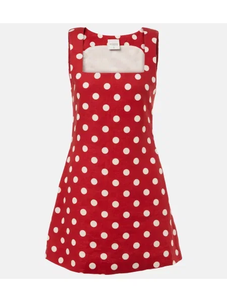 Lniana sukienka Posse w grochy czerwona
