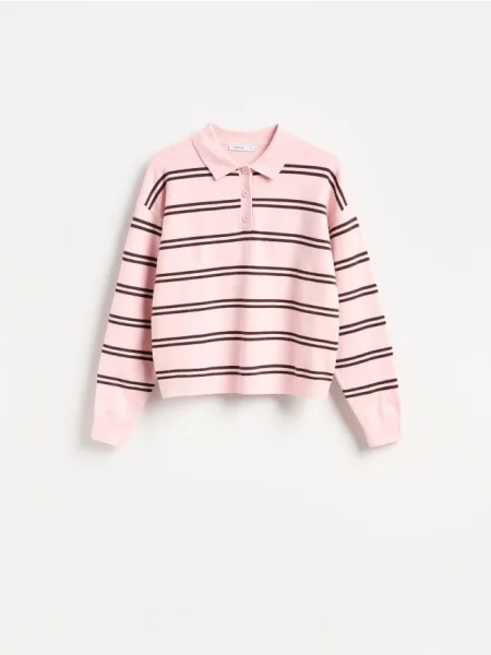 Gulerat tricou polo Reserved roz
