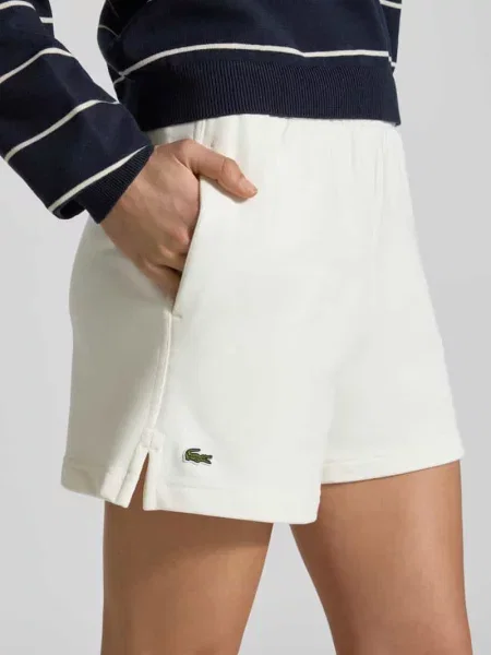 Szorty dresowe z czystej bawełny o kroju regular fit Lacoste Sport białe