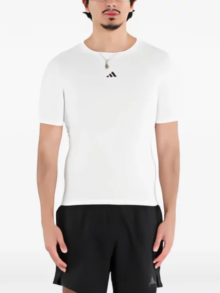 Pántos fűzős csipkés póló Adidas fekete