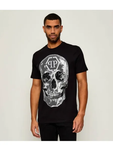 Philipp Plein Póló Skull Strass fekete