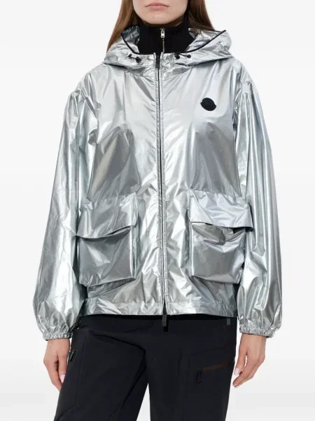 Geacă Moncler cu glugă argintiu
