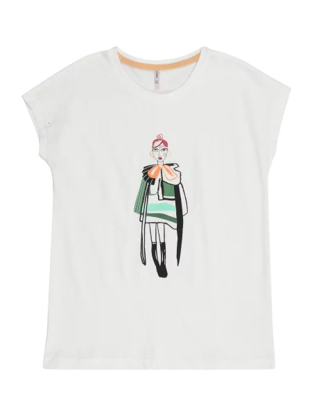 ONLY GIRLS Tricou KOGLady verde închis / portocaliu / negru alb