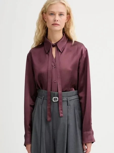 ISABELLE BLANCHE cămașă cu guler clasic relaxed bordo