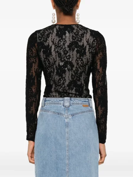 Body Zimmermann cu model floral din dantelă negru