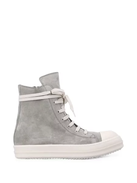Sneakerși Rick Owens cu șireturi din piele de căprioară gri