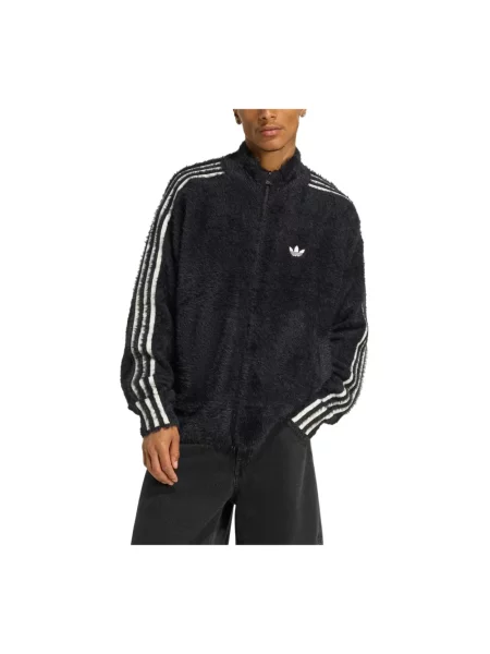 Moherowa kurtka Adidas klasyczna do biegania czarna