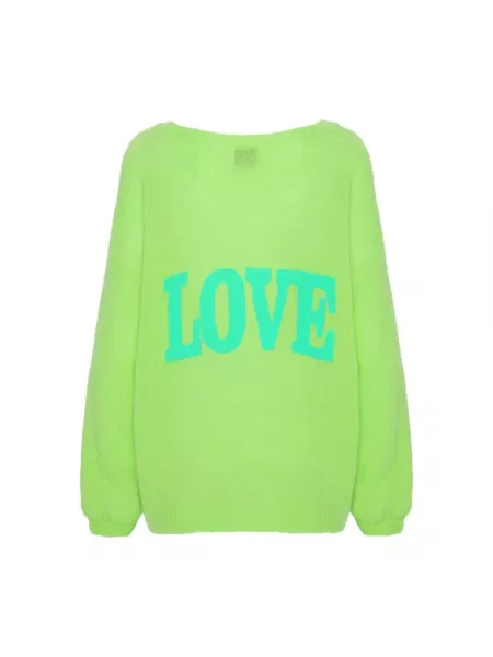 Sweter z dekoltem w serek Americandreams wełniany zielony