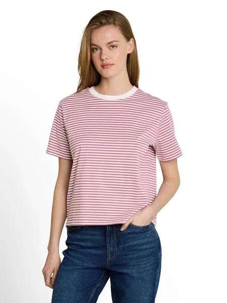 TOM TAILOR DENIM Tričko tmavoružová biela