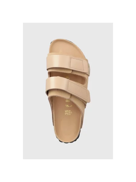 Birkenstock klapki skórzane Uji beżowy brązowe