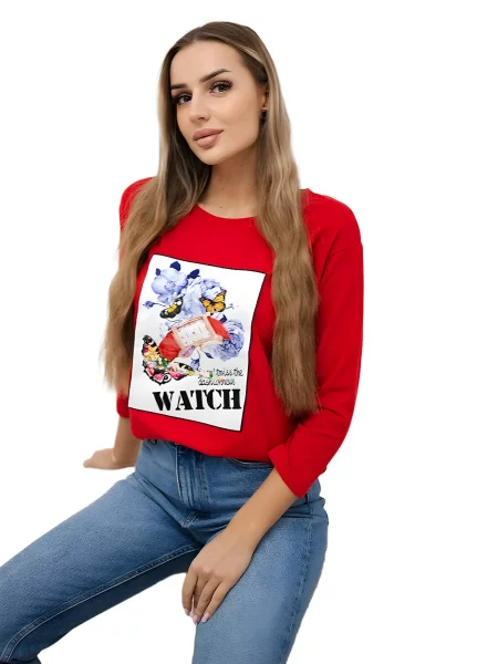 Halenka s grafikou 3D Watch červená
