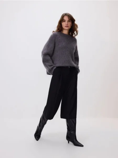 Reserved Pulover cu amestec de mohair și lână gri-neutru gri