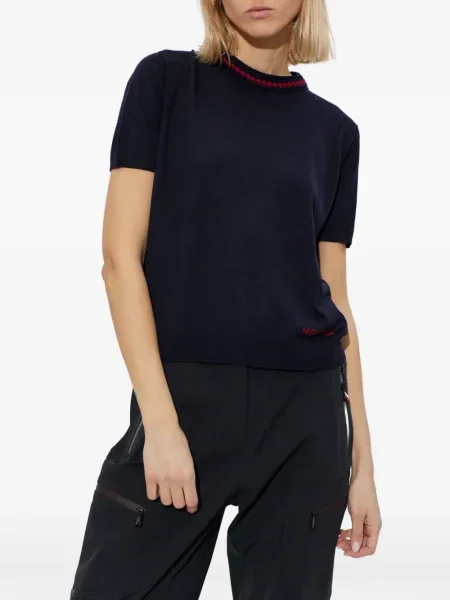 Tricou Moncler tricotate albastru