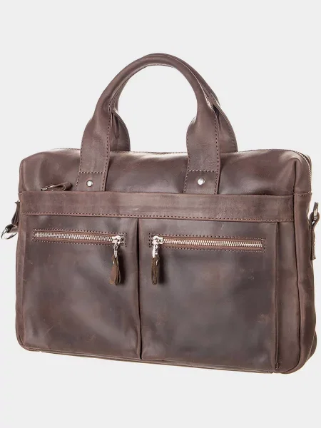Кожаная сумка для ноутбука Shvigel коричневая