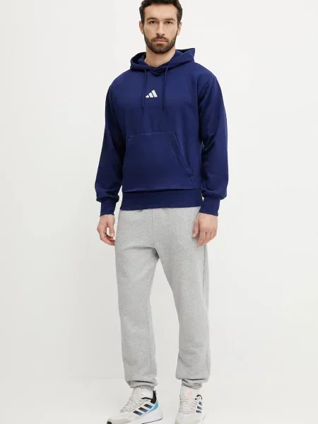 Bluza z kapturem i kieszenią kangurką Adidas niebieska