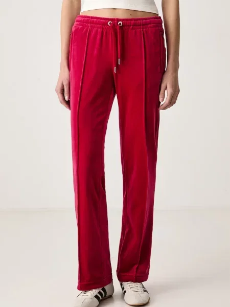 Juicy Couture pantaloni evazați flare pentru femei din velur TINA TRACK PANT