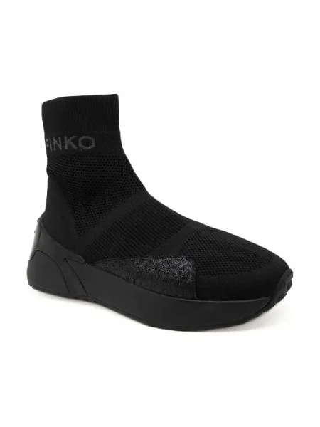 Pinko Sneakers STOCKTON KNIT cu adaos de piele negru