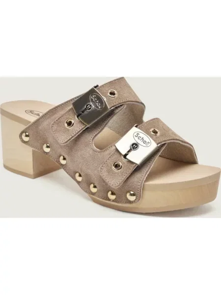 Scholl Șlapi cu gros PESCURA IBIZA 2 | piele întoarsă bej