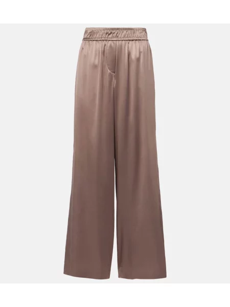 Pantaloni Brunello Cucinelli din satin maro