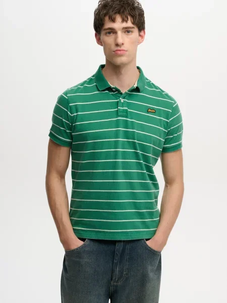 Superdry & Co Tricou verde / lână alb