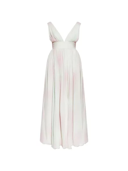 Rochie maxi Loveshackfancy cu decolteu în V cu crăpătură de costum alb