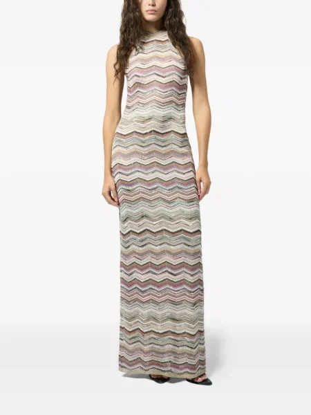 Rochie Missoni tricotate cu gât halter