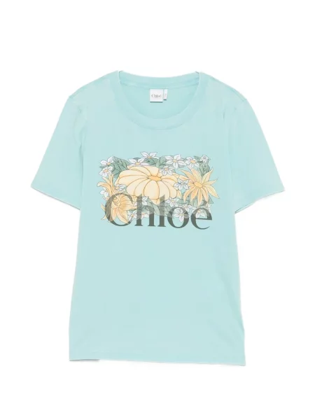 Tricou Chloé cu model floral cu imagine albastru