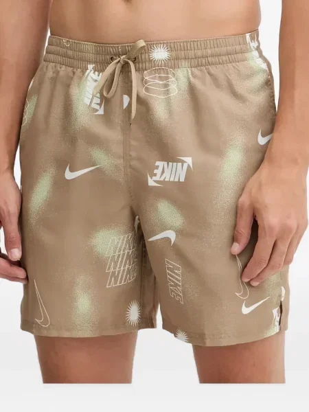 Slip de baie Nike cu cordon cu imagine tricotate albastru