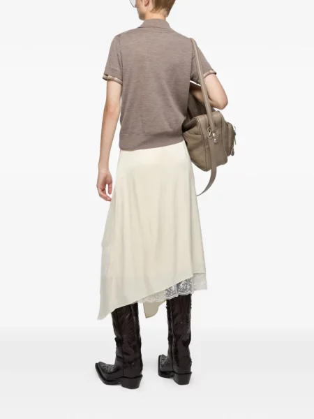 Fustă midi Acne Studios din dantelă drapată