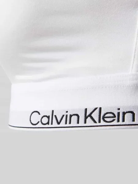 Biustonosz trójkątny z paskiem z logo i cienkimi ramiączkami Calvin Klein Underwear biała
