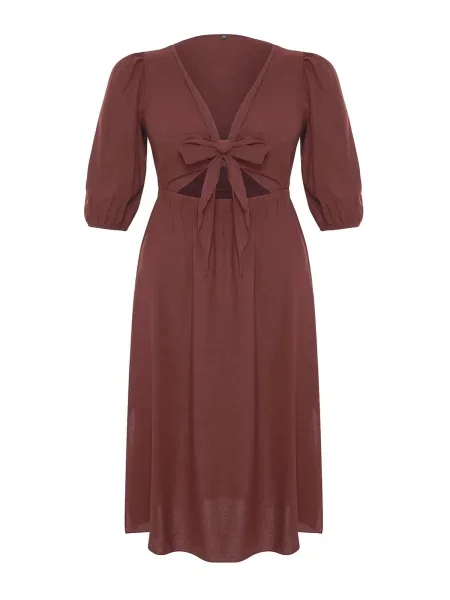 Trendyol Curve Rochie de vară ruginiu maro