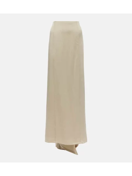 Fusta maxi Brunello Cucinelli din satin bej