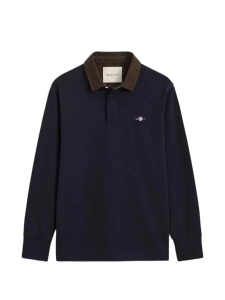 Gulerat lung tricou polo Gant de catifea cord albastru