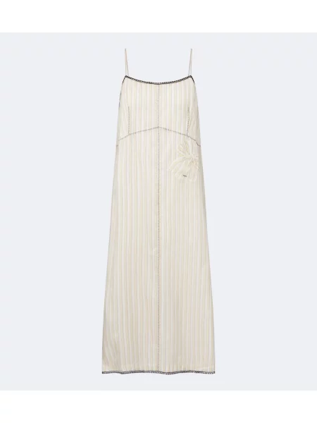 Rochie maxi Prada cu dungi din dantelă galben