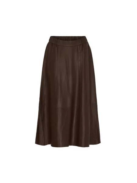 Spódnica skórzana Btfcph w kształcie litery A brązowa