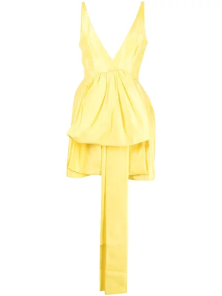 Rochie mini Oroton cu decolteu în V cu volane de costum galben