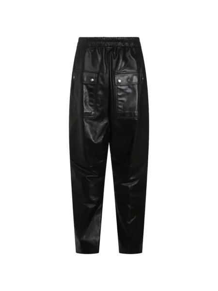 Pantaloni Rick Owens din piele cu cordon negru