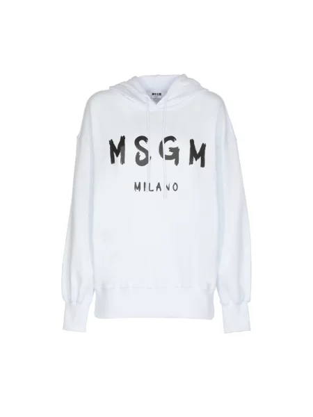 MSGM bluza z kapturem z nadrukiem biały