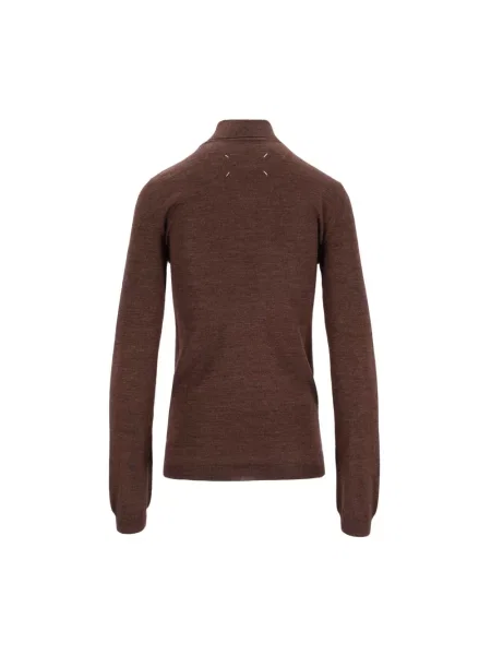Sweter z golfem Maison Margiela wełniany do golfa brązowy