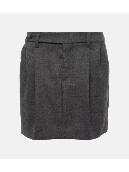 Fusta plisata Brunello Cucinelli de lână plisată gri