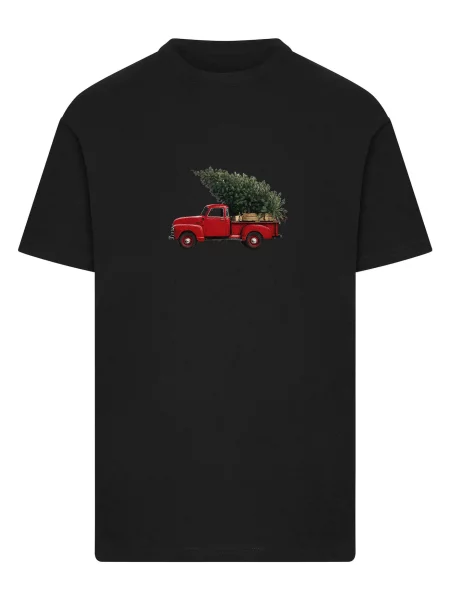 Mister Tee Tricou Christmas Tree Pickup verde / roșu negru