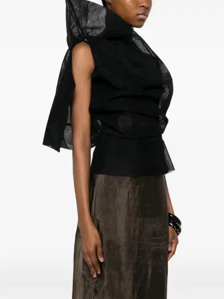 Top Rick Owens asimetric drapat negru