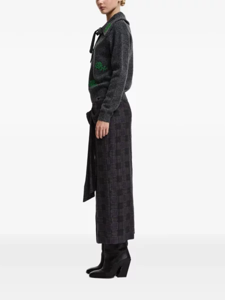 Fusta maxi Essentiel Antwerp în carouri drapată negru