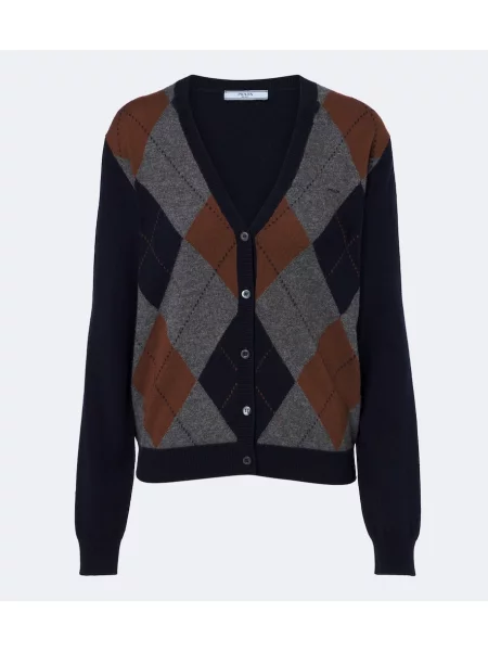 Cardigan Prada din cașmir cu model argyle