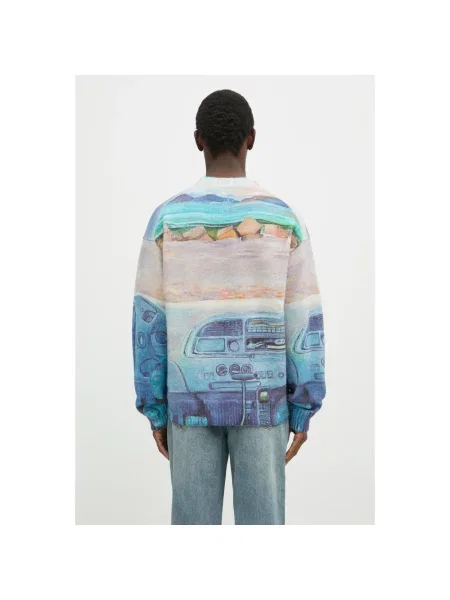Sweter Jw Anderson wełniany z nadrukiem niebieski